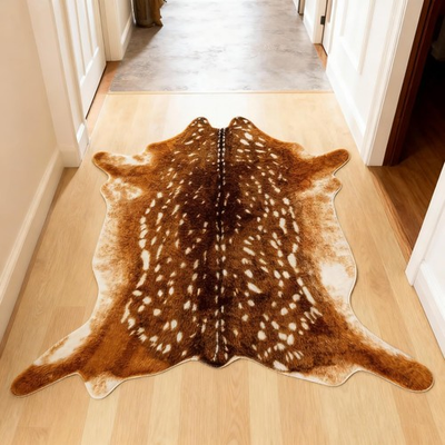#ad Faux Deer Hide Rug – Sika Deer Print Area Rug for Western amp; Cabin Decor Livi... $101.91