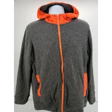 Layer 8 Zipper Hoodie Jacket Gray Orange Medium