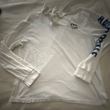 Vtg Y2k Aeropostale white Long Sleeve Rugby Polo Mens Szxl Embellished Logo