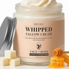 Whipped Beef Tallow for Skin Organic Grass Fed Beef Tallow and Honey Moisturizer
