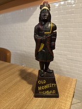 OLD HONESTY 5&cent; CIGAR Indian Chief 13&rdquo; Tall Cast Iron Tobacco Coin Bank