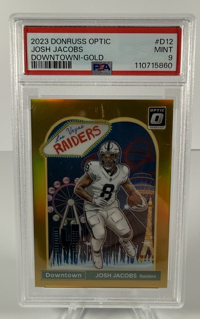 2023 Donruss Optic Josh Jacobs Downtown Gold /10 PSA 9 MINT