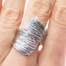 HAGIT GORALI 925 Sterling Vintage Modernist Bypass Oxidized Ring Size 7