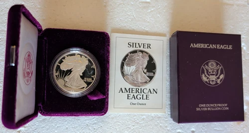 1991-S Proof $1 American Silver Eagle Box & COA
