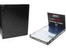 BCW LASERWELD 2 Pocket Pages 100ct & 3" Black Album Archival Safe Postcard Photo