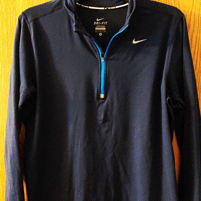 Nike Dri-FIT Men's 1/4 Zip Mock Neck Long Sleeve Running Top Navy M