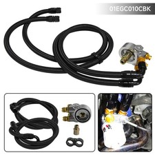 Universal An10 80 Deg Thermostatic Oil Filter Sandwich Adapter Hose Line Kit Bk