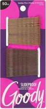 Goody SlideProof Bobby Pin, 50 Ct, Assorted Brunette Colors, Ouchl