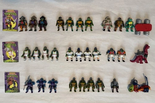 TMNT Mini Mutant Vintage Lot 28 Figures Plus Cards And Accessories 1990s Turtles