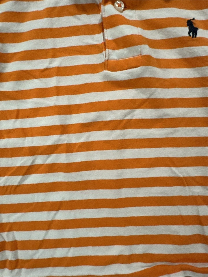 Polo by Ralph Lauren 2T Polo a Rayas Naranja Y Blanco Con Cuello Azul Marino Foto 4 de 4