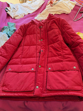 Barbour International Steve McQueen Red Hooded Quilted Puffer Jacket XL