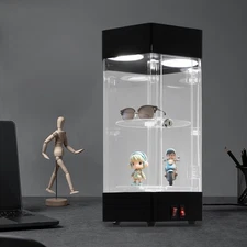 Electric Rotating Clear Display Case Hexagonal Display Case W/ 2 LED Lighting US
