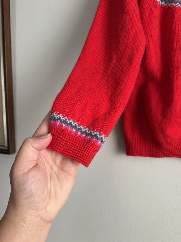 Mini Boden 8-9Y Fair Isle Cárdigan Suéter Festivo Navidad Rojo Santa EXCELENTE Foto 4 de 4