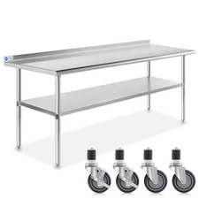 Stainless Steel 24" x 72" NSF Kitchen Restaurant Prep Table w Backsplash Casters
