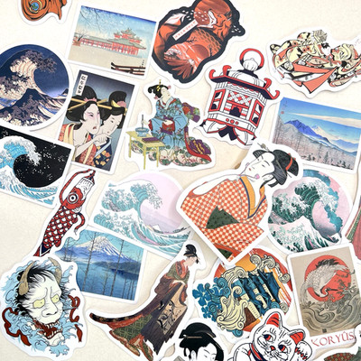 Japanese Ukiyo-e Stickers Junk Journal Collage Scrapbooking