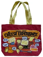 Trader Joes Tote Bag Cheese Reusable 18.5x13.5” Shopper Market