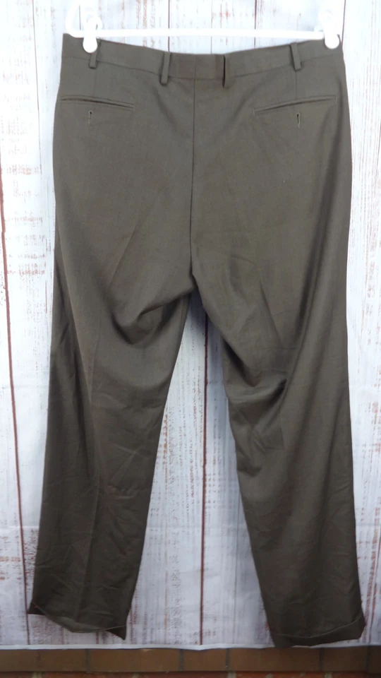 Pantalones de vestir Lauren Ralph Lauren para hombre 36x32 verde clásico plisado con puños Foto 2 de 4
