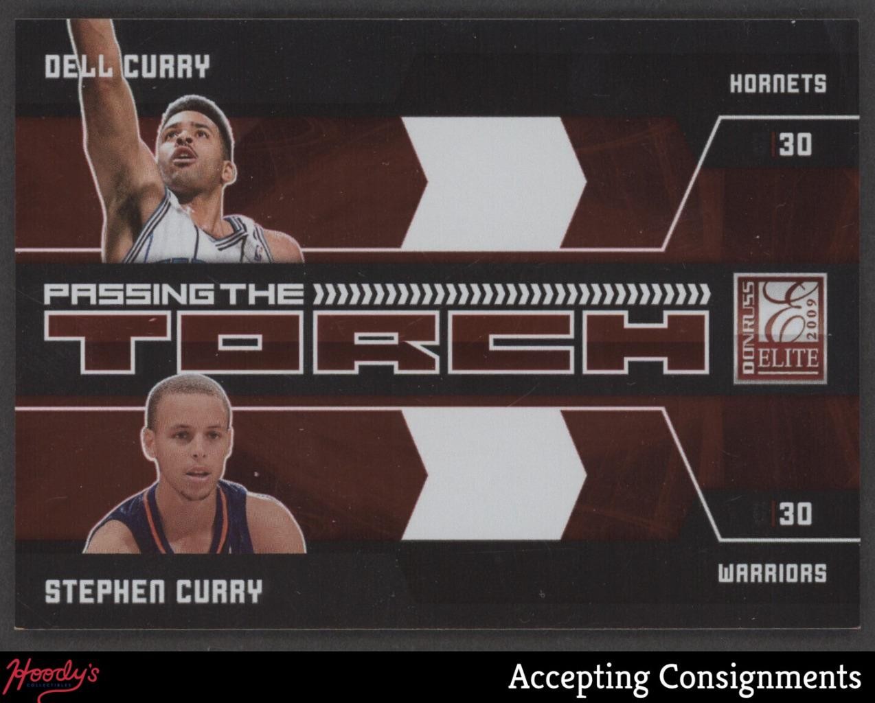 2009-10 Donruss Elite Passing the Torch Red Dell Curry Stephen Curry RC 097/249