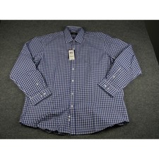 Club Room Men Classic Fit Blue White Gingham Dress Shirt NWT 17 34 35 1968