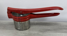 Vintage Handy Things Red Metal Potato Masher USA Kitchen Farmhouse Utencil