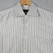 Canali Dress Shirt Mens 15.5/39 Brown Tan Striped Button Up Office Italy Wedding