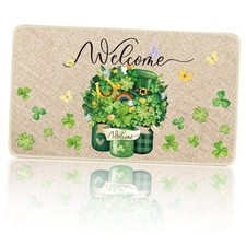 St. Patrick's Day Welcome Mats St. Patrick's Day Clover Door Mat Indoor Grass