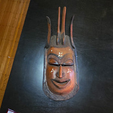 Hand Carved Painted Wood Tribal Decorative Mask Wall Hanging Wall Art