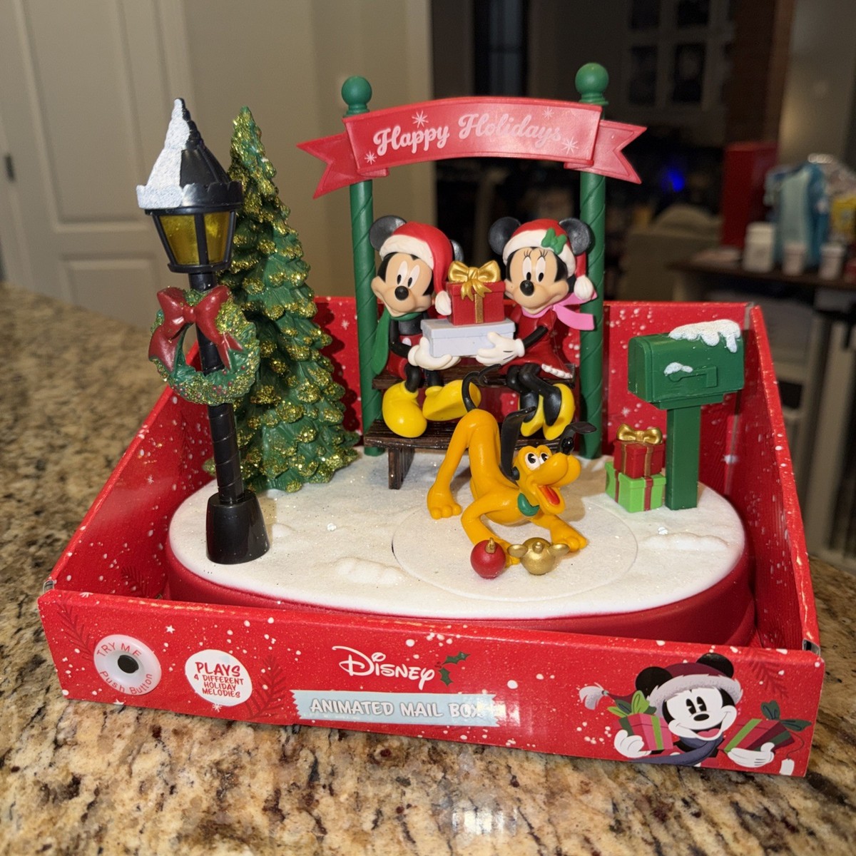 Disney Mickey & Minnie Mouse Christmas Animated Mail Box Scene