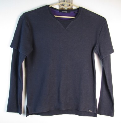 Scotch & Soda Size Medium Dark Blue Fleece Two Layer Look Pullover Sweatshirt