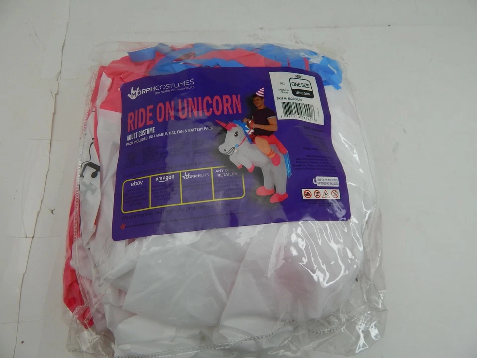 Disfraz inflable Ride a Unicorn con sombrero adulto talla única azul rojo Foto 3 de 4