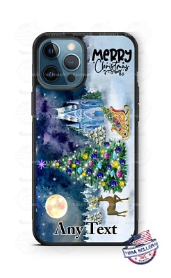Vintage Ice Castle Christmas Tree Phone Case For iPhone i15 Samsung s23 Google 7