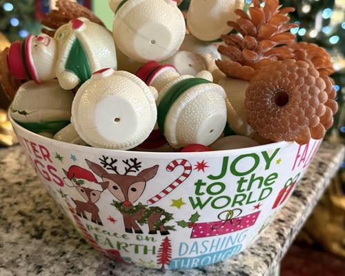 LOT VINTAGE Christmas Plastic *SNOWMAN Light COVERS Santa Pinecones Personalize! - Picture 7 of 22
