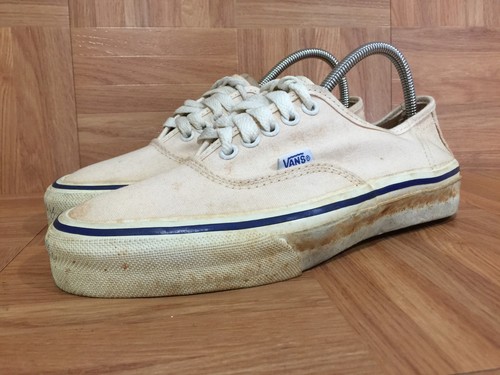 Vintage🇺🇸 VANS NOSS Made In The USA White Canvas Blue Foxing Stripe 6.5 OG #15 - Picture 6 of 11