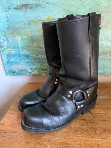 Rev Gear USA Mens 10.5 D Black Tall Leather Moto