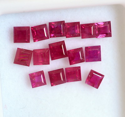 2.75 mm Natural Ruby Square Cut Lot 15 Pcs 2.98 Cts Calibrated Loose Gemstones