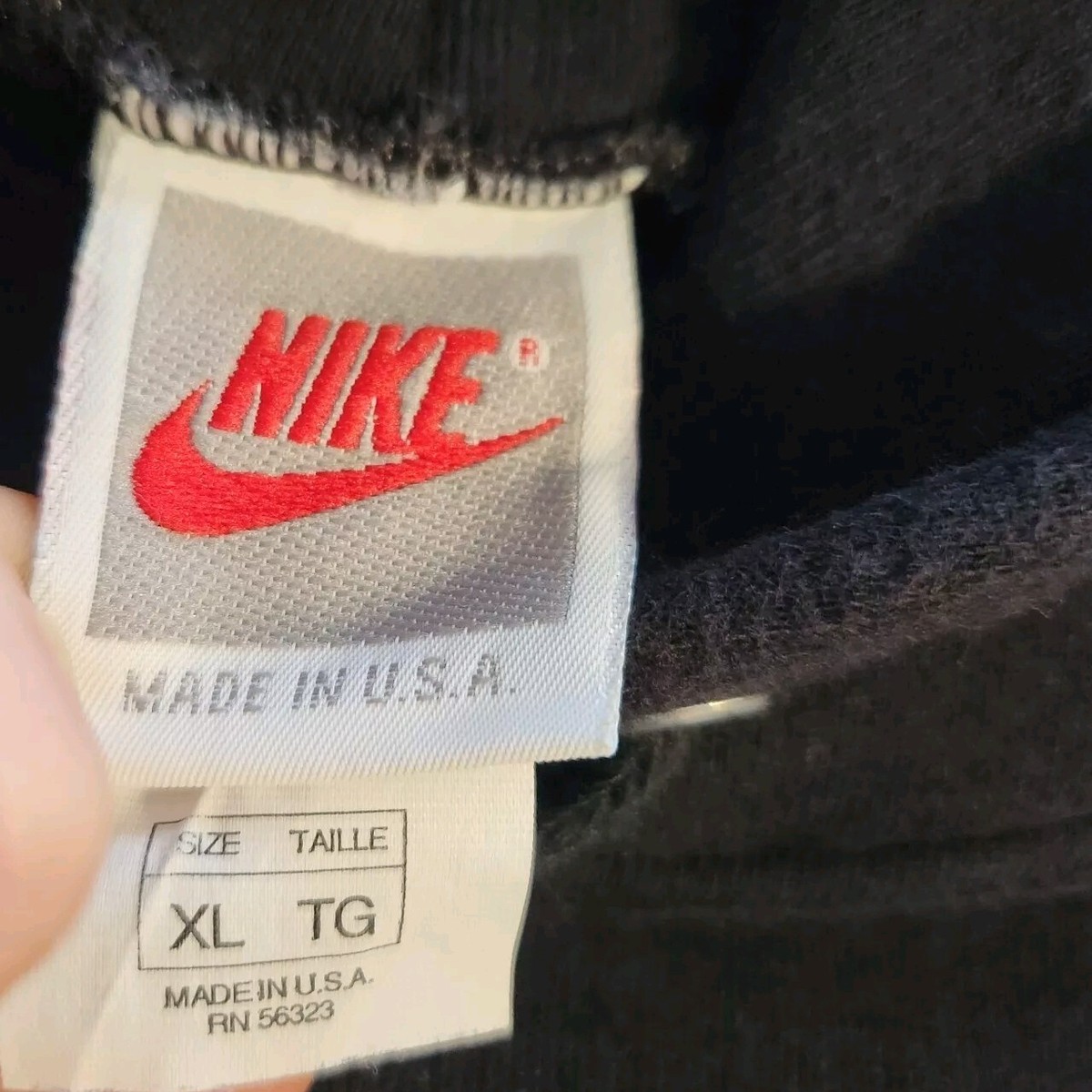 Vintage 80s 90s Nike Mini Swoosh Spell out Hoodie Black XL USA