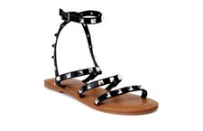 Time and Tru Women's Studded Gladiator Sandals BLACK Size 9