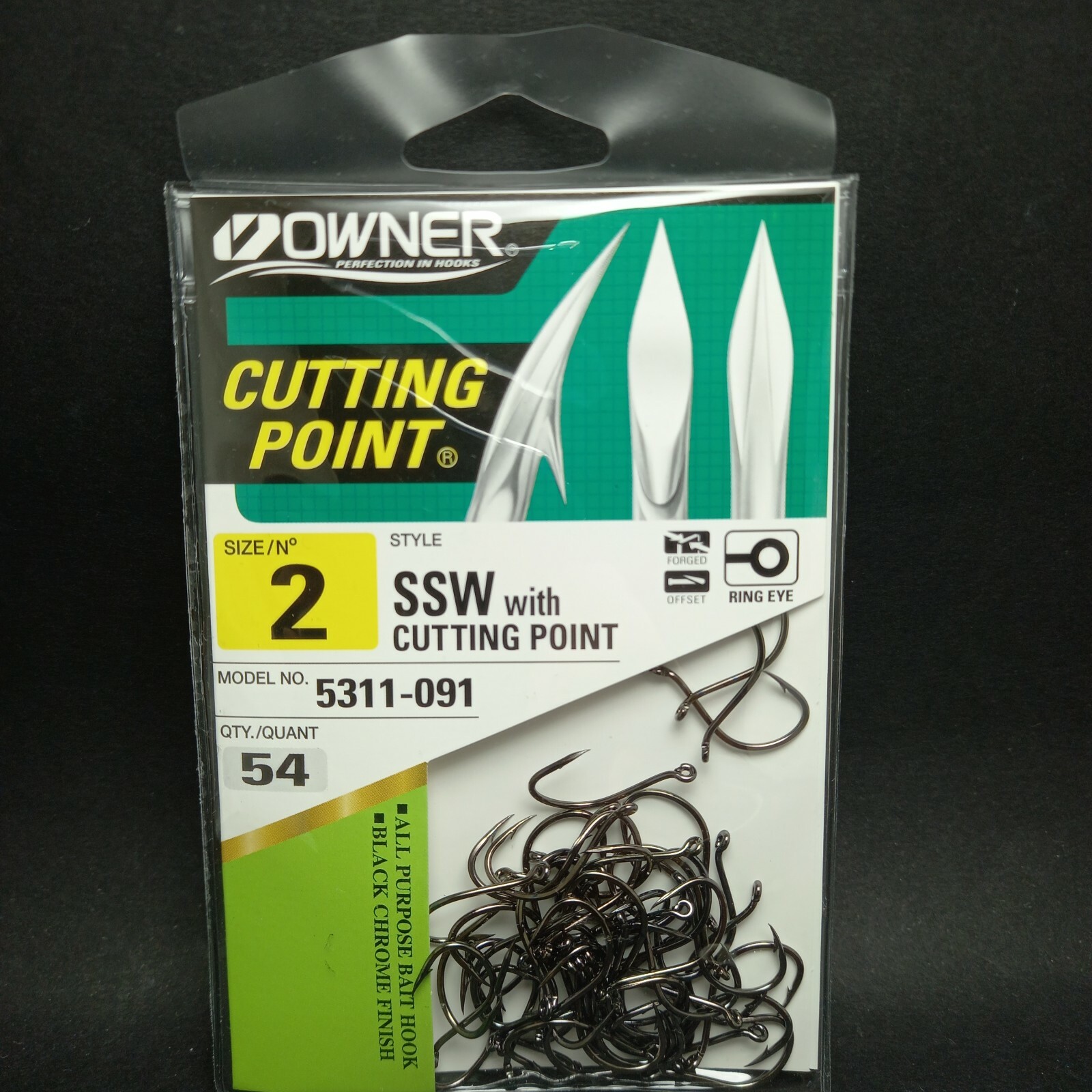 1 pk Owner Cutting Point SSW All Purpose SSW Bait Hook Model 5311