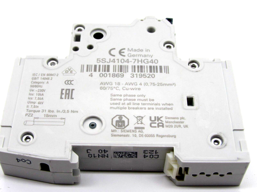 NEU MENGE 2 5SJ4104-7HG40 SCHUTZSCHALTER 5SJ41047HG40 - Bild 2 von 5