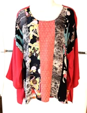 WOMEN'S CITRON SANTA MONICA 3/4 SLEEVE 100% SILK TUNIC TOP SIZE L