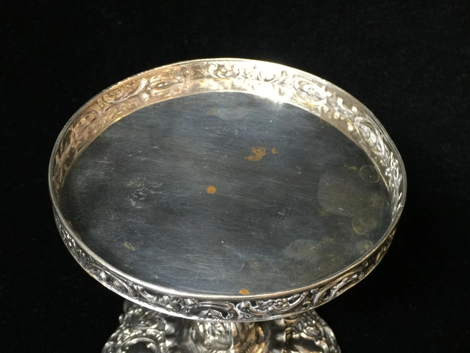 Antiguo centro de mesa de plata 800 Alemania con cuenco de vidrio, 7 1/4" de alto, 7 3/4" de ancho Foto 4 de 4