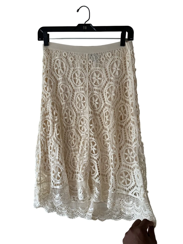 Falda Ella Moss Marfil Encaje Crochet Talla S Forrada Demuro Soñador Caprichoso Festoneado Foto 2 de 4