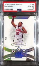 2019-20 Panini Flawless 198 Ray Allen USA Ruby Sapphire Diamond 5/5 PSA 10 GEM