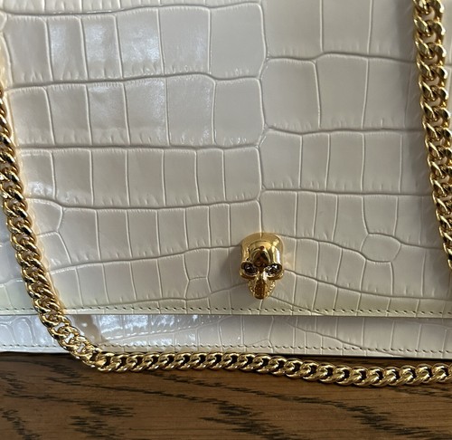 Alexander McQueen Small Skull Croc-Embossed Shoulder Bag NWOT $1290 - Picture 5 of 12
