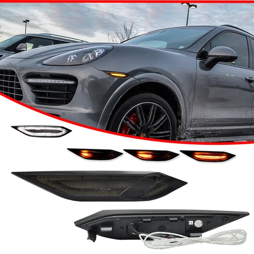 Smoke Sequential LED Side Marker Signal Lights For Porsche Cayenne 958 2011-2014
