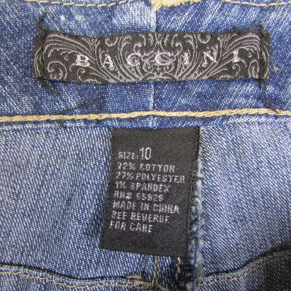 Baccini джинсовой ткани юбка Midi панели синий Jean размер 10 трапециевидный эластичной кожи нашивка - Изображение 4 из 4