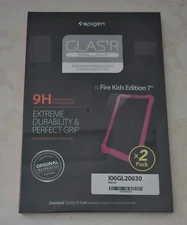 Lot of TWO Spigen Screen Protector for Fire Kids 7" Tablet/2 Pack/Tempered Glass