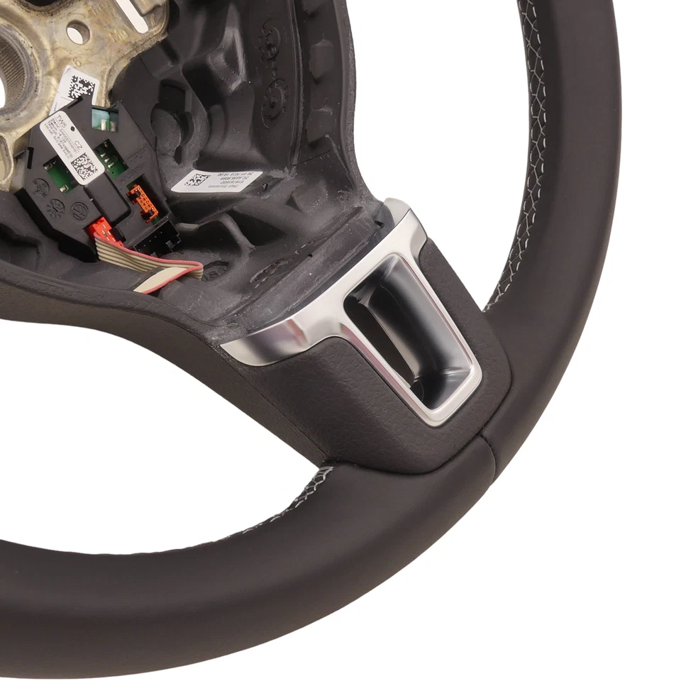 Lederlenkrad Lenkrad VW Polo 6R Leder schwarz Naht grau mit Telefonbedienung - Bild 4 von 4