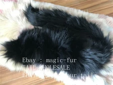 16" 28" 47" Long Black Real Fox Tail Fur Pageant Costume Cosplay Toy Game