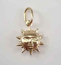 Vintage 14K Yellow Gold Plated Sun Pendant for Necklace Double Two Sided Pendant